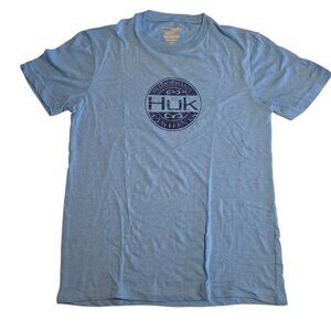 HUK Performance Fishing T-Shirt Blue Short Sleeve Crew Neck Mens Small